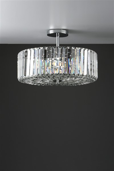 (image for) Laura Ashley Fernhurst 4lt Semi Flush Polished Chrome Glass